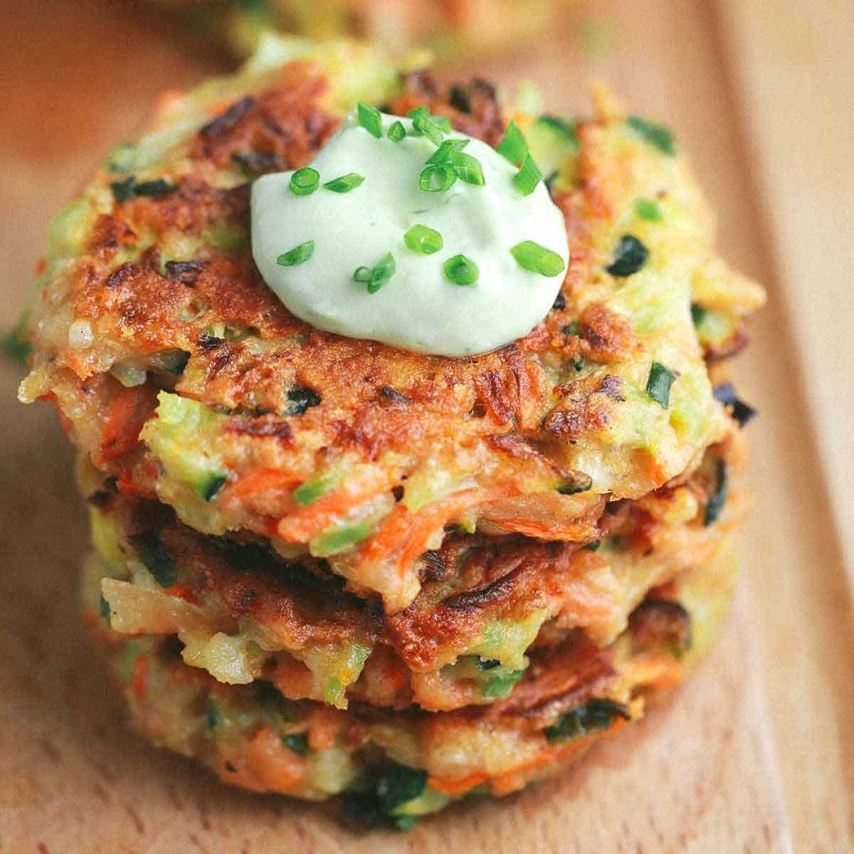 veggie fritters stacked on top eachother dulup 1200